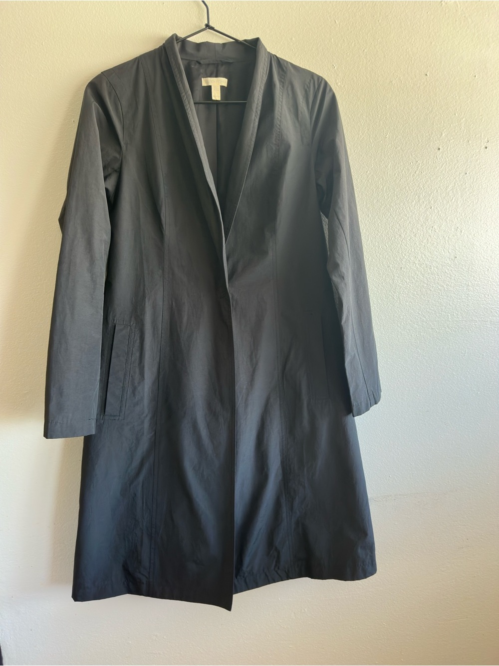 Eileen Fisher Black organic cotton and nylon Long Jacket Size XXS